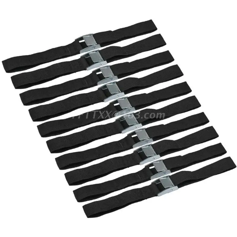 Black Lashing Straps with Clamping Lock Heavy Duty Fastening Straps for Motor Bicycle Luggage Fixing Tool 10 Pcs