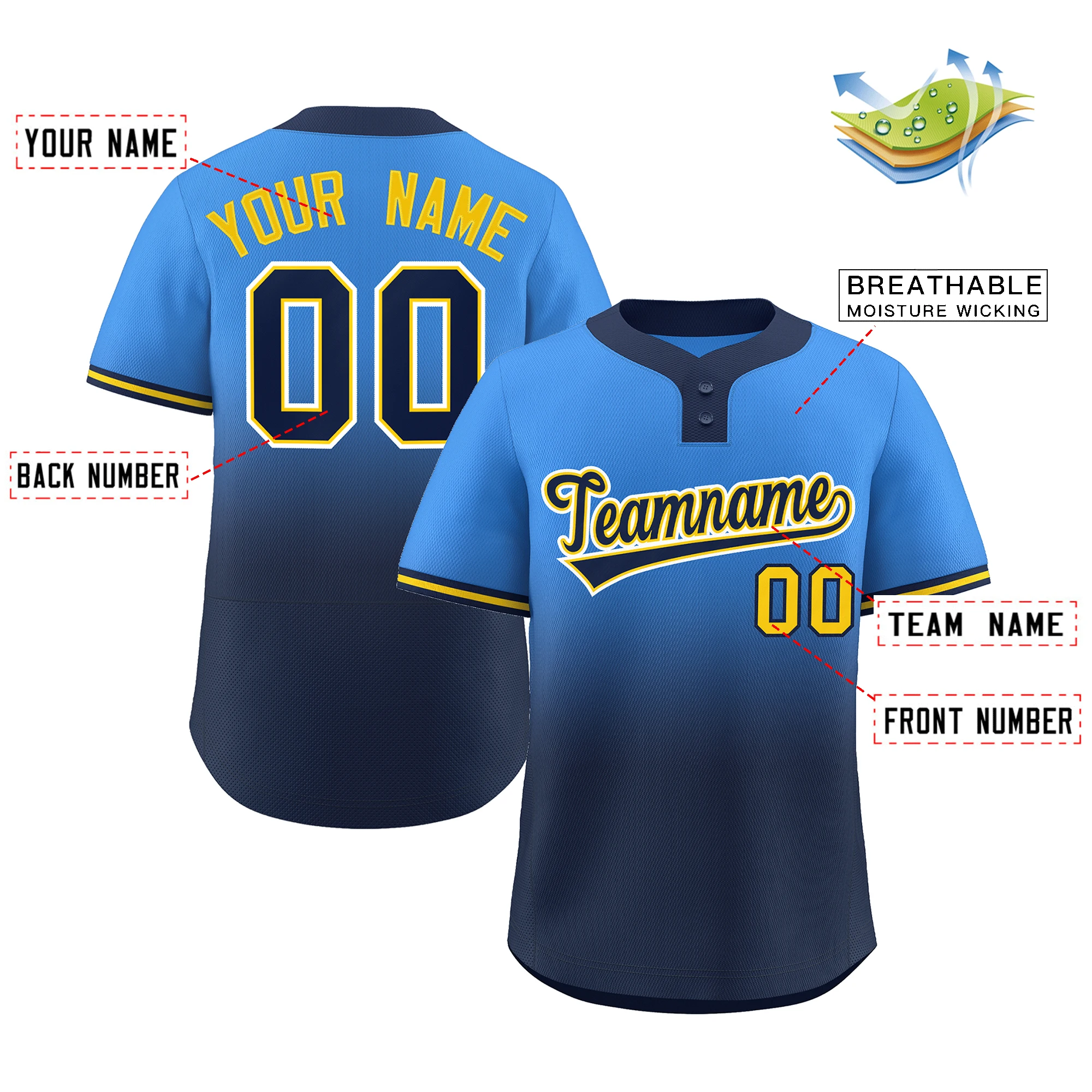 Custom Gradient Baseball Jersey Full Sublimated Softball Jersey