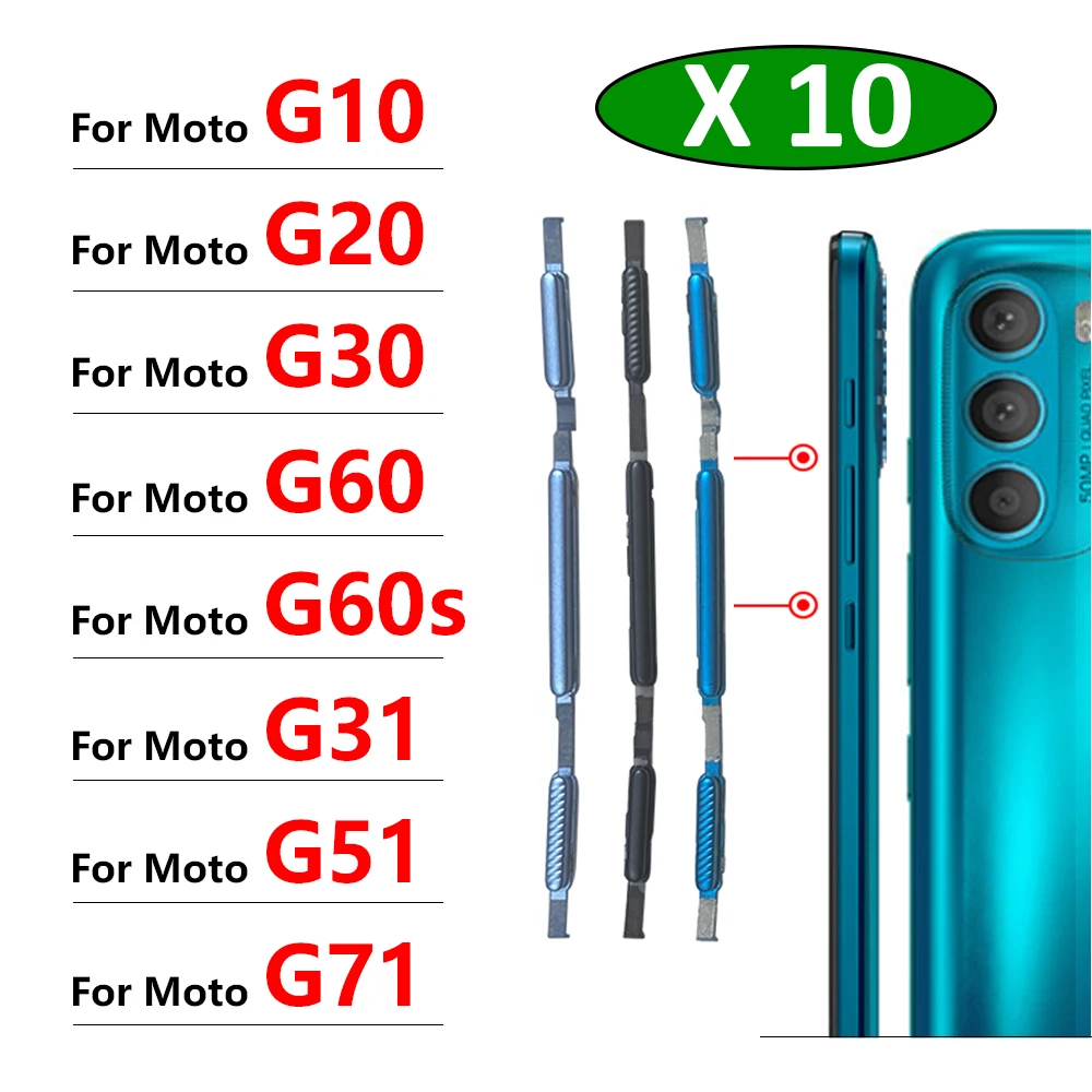 

10Pcs/Lot, Original For Motorola Moto G10 G20 G30 G60 G60s G31 G71 G51 5G Power Volume Side Button Key Replacement Parts