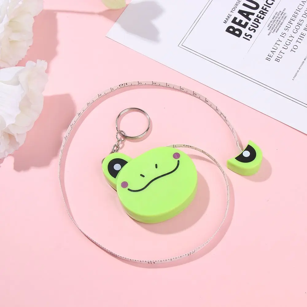 1M Portable Cartoon Animal Tiger Panda Frog Piggy Tape Measure Automatic Stretch Ruler Sewing Measure Ruler Keychain Household tape measure measuring tape measuring ruler