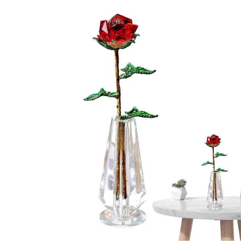 

Crystal Roses Charming Rose With Crystal Vase Long Stem Eternity Rose Flower For Her Mom Wife Girlfriend Anniversary Mothers Day