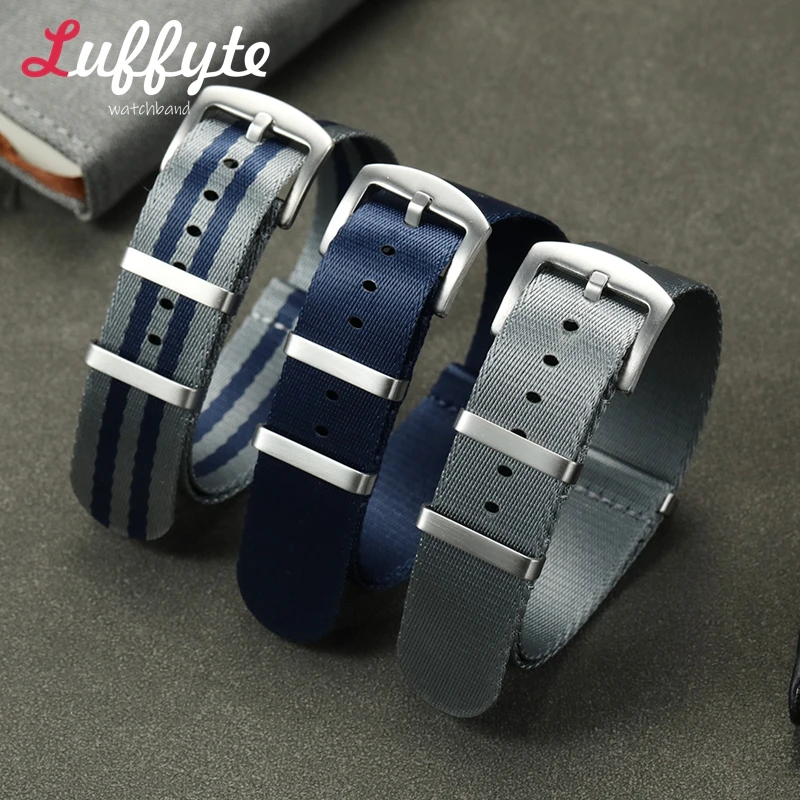 Premium Nylon Watch Strap - Soft, Stylish Wristband in Blue, Green, and Gray,