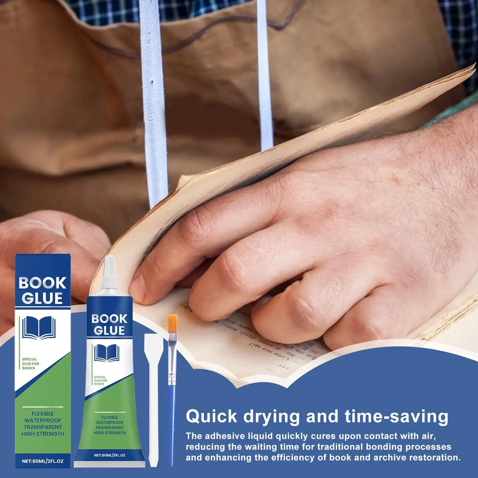 Book Glue 60ml Clear Book Binding Adhesive Flexible Paper Glue for Envelopes Postcards Paper Craft DIY Scrapbooking Supplies - 4