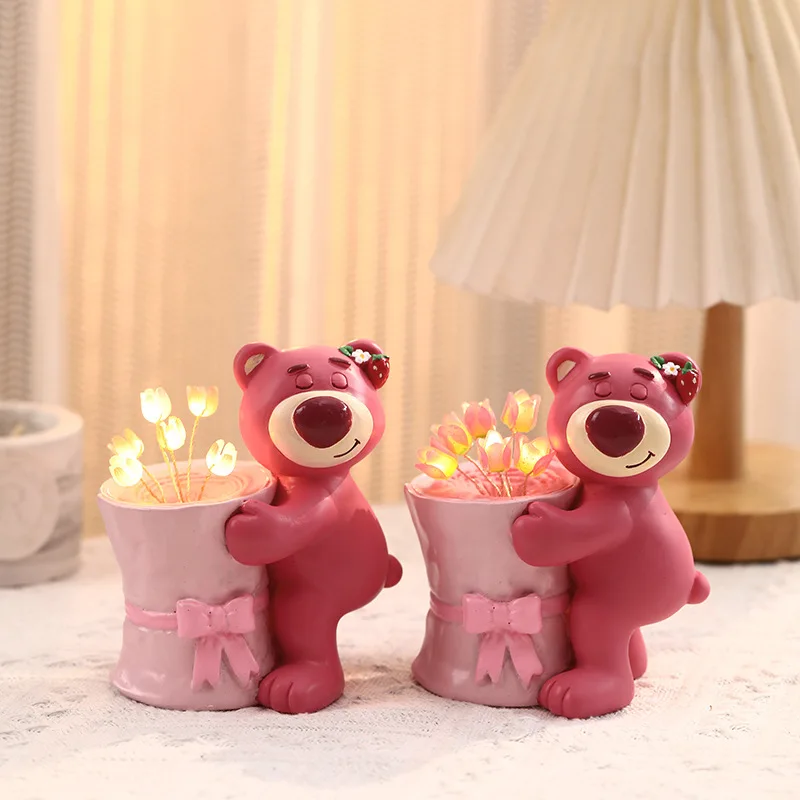 

Miniso Lotso Ornaments Anime Creativity Rose Flower Tulip Night Light Ornaments Child Bedroom Decoration Toy Girl Birthday Gift