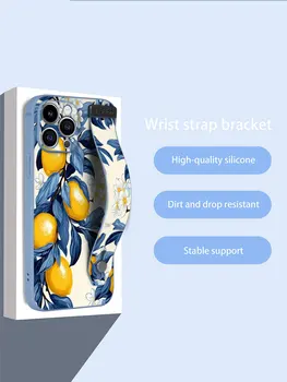 Lemon Star Flower Art Pattern Wrist Strap Phone Case For iPhone 17 16 15 14 Plus 13 12 11 Pro Max X XS 1