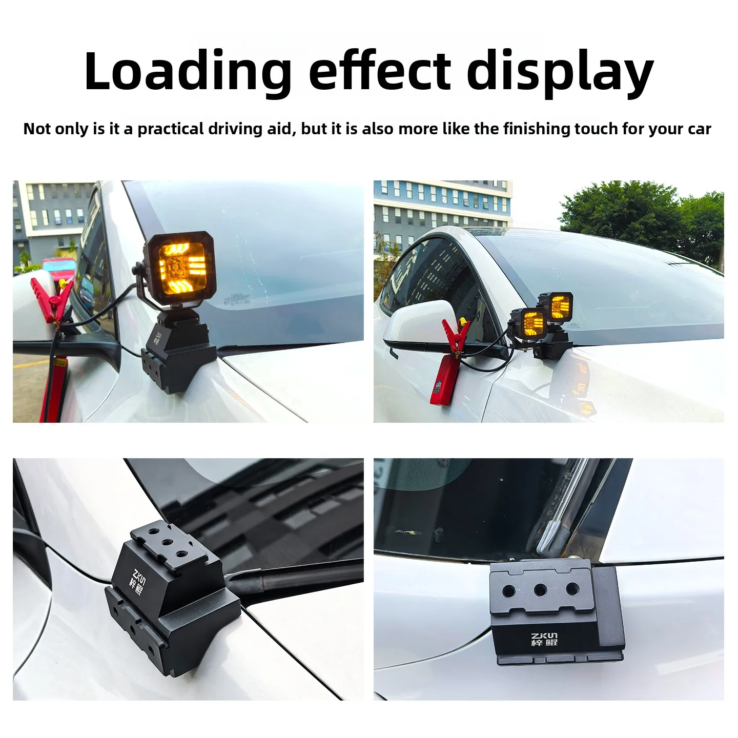 For Tesla Model Y Car A-Pillar Dual Light Quick-Release Bracket Modified Front Hood LED Spotlight Expansion Bracket Accessories detail image 4