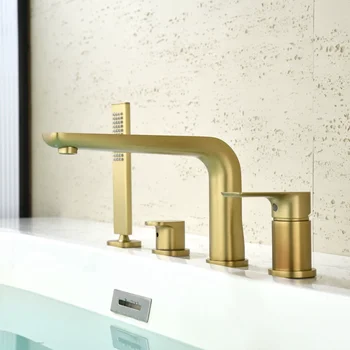 ก๊อกน้ำอ่างอาบน้ำสีทองขัดเงา ก๊อกผสมอ่างอาบน้ำทองแดงสีทอง ก๊อกน้ำอ่างอาบน้ำสีดำ ก๊อกน้ำอ่างล้างหน้า 2