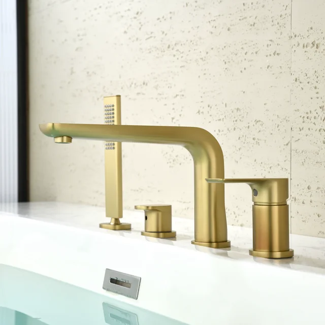 ก๊อกน้ำอ่างอาบน้ำสีทองขัดเงา ก๊อกผสมอ่างอาบน้ำทองแดงสีทอง ก๊อกน้ำอ่างอาบน้ำสีดำ ก๊อกน้ำอ่างล้างหน้า 2