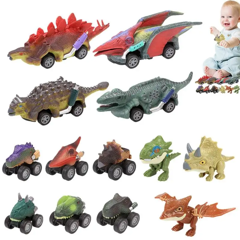 

Toddler Dinosaur Toy Cars Transforming Dinosaur Cars Dino Carrier Play Set 10pcs Cartoon Friction Vehicles For Dinosaur Games