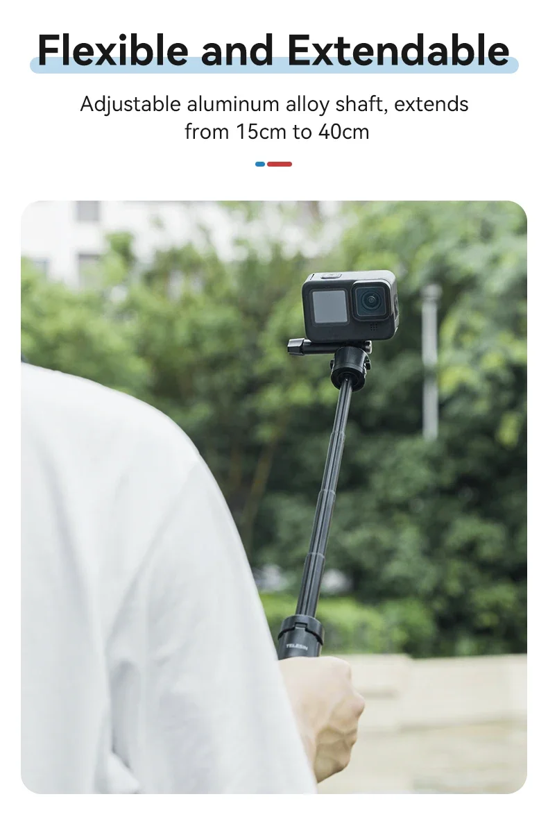 Portable Extendable Selfie Stick Tripod for GoPro/Insta360/DJI Osmo - Quick Rele