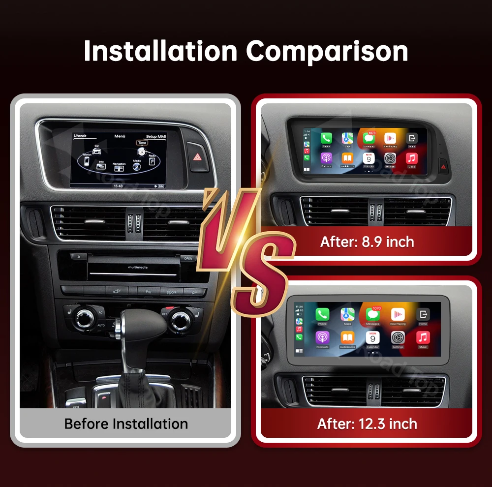 DE RoadTop 12.3 Kabelloses CarPlay Multimedia Android Auto Ultra-dünner Touchscreen Für Audi Q5 2009-2017 MMI 3G Airplay Autolink – Detail 5