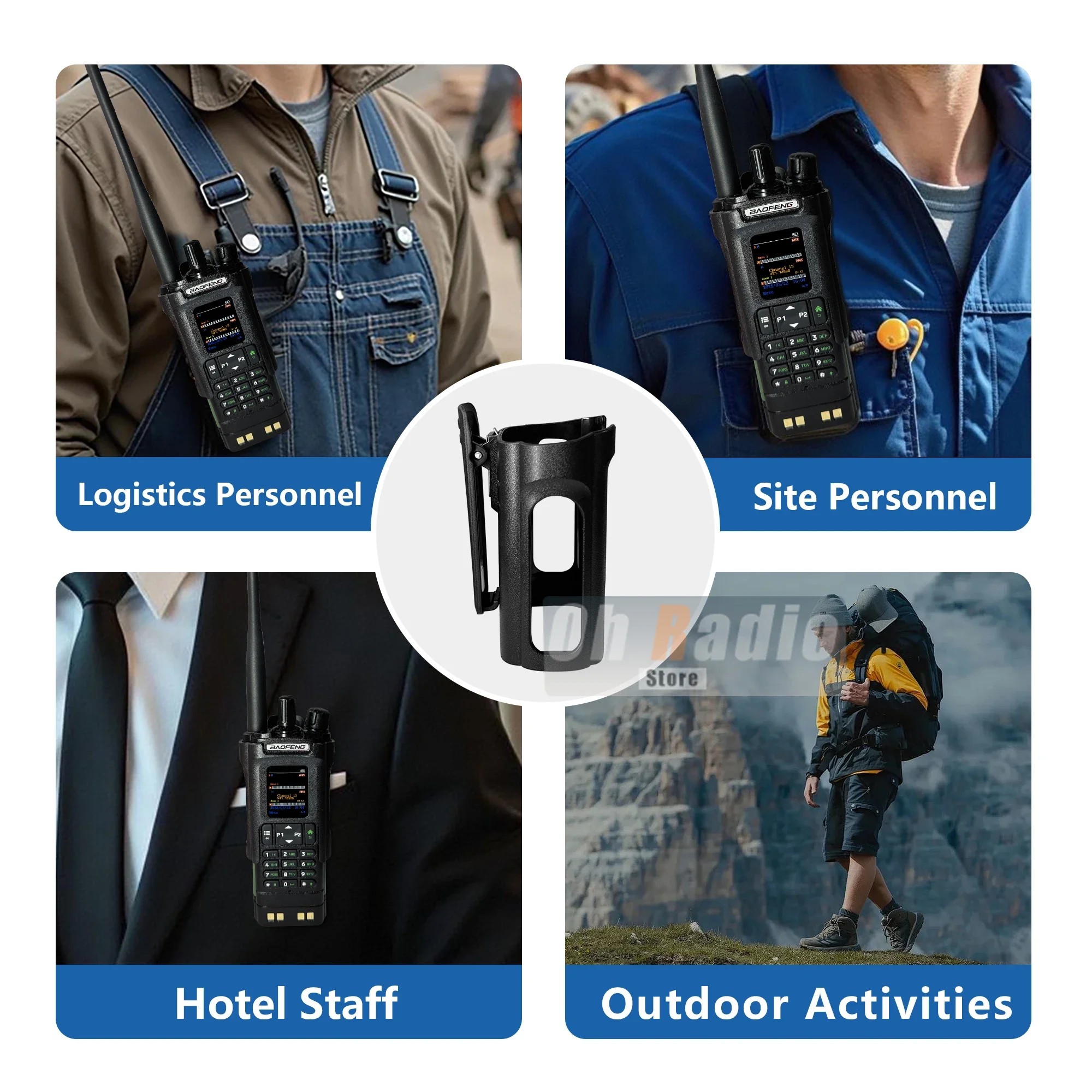 Pack of Walkie Talkie Belt Clips - Durable Radio Holder Case with Holster Clip