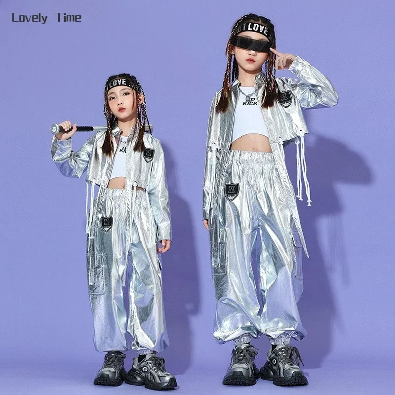 Kids Cosplay Costume Girls Hip Hop Jacket Cargo Pants Kids Jazz Clothes Sets Child K-pop Costumes