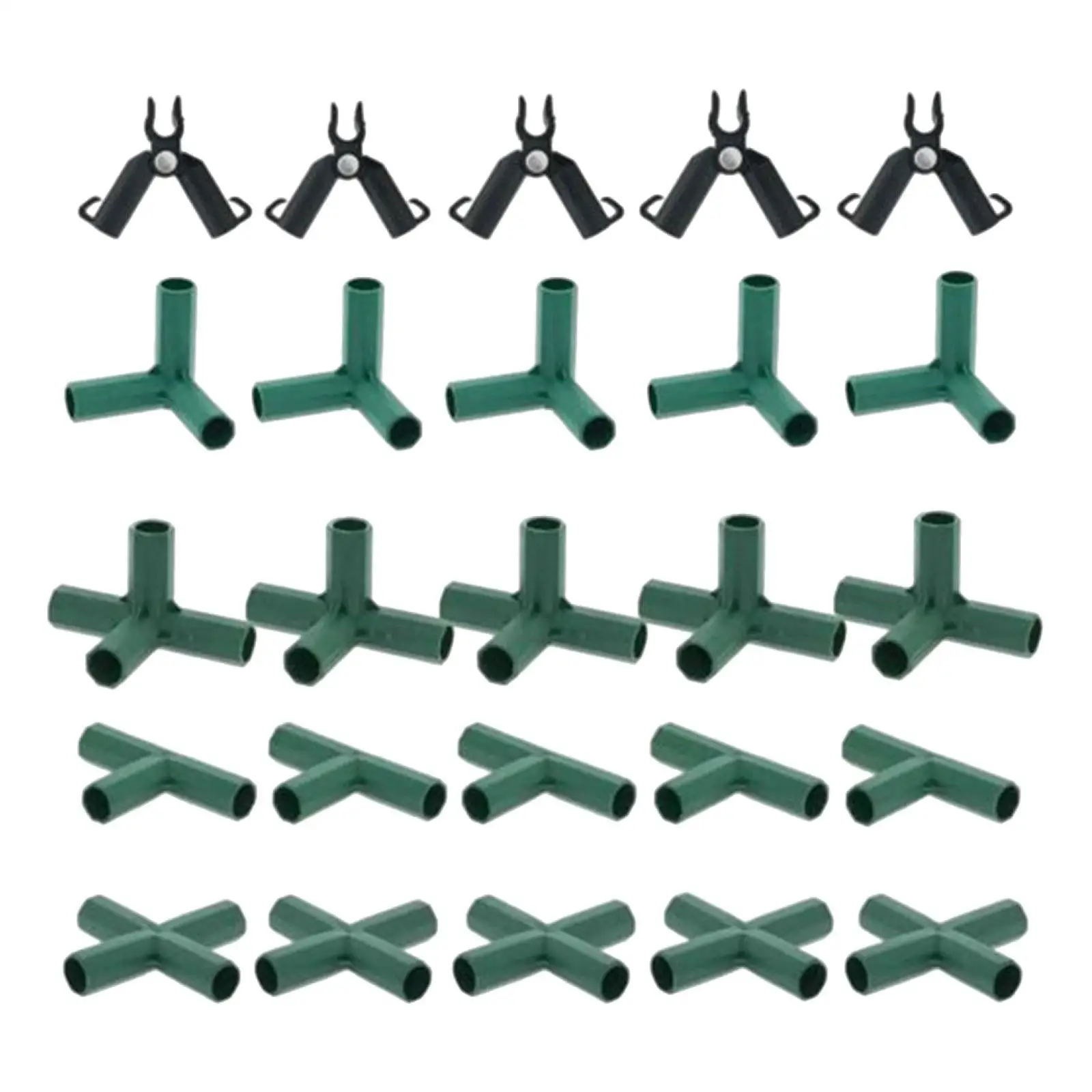 

20Pcs Pipe Fitting Gardening Bracket Joint 5 Types Heavy Duty Greenhouse Frame Connector for Plant Stakes Gardening