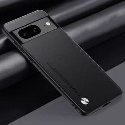 Leather Carbon Fiber Silicone Protective Phone Cover for Pixel 9 Pro (Black)