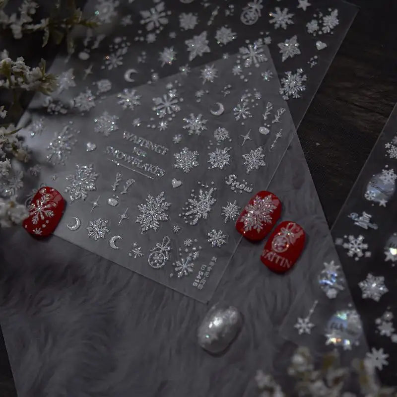 Exquisite Christmas Snowflakes Crystal Ball Nail Art Stickers DIY Nail Art Decoration Nail Accessories New Year Manicure Decals
