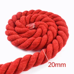 Red Braided Twisted Cotton Cord for DIY Crafts and Accessories - Multiple Lengths and Thickness Options (Red - 20mm)