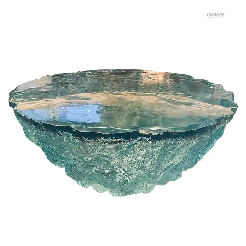 Hotel Project Furniture Living Room Blue Ocean Resin Coffee Table Table Transparent round Decoration