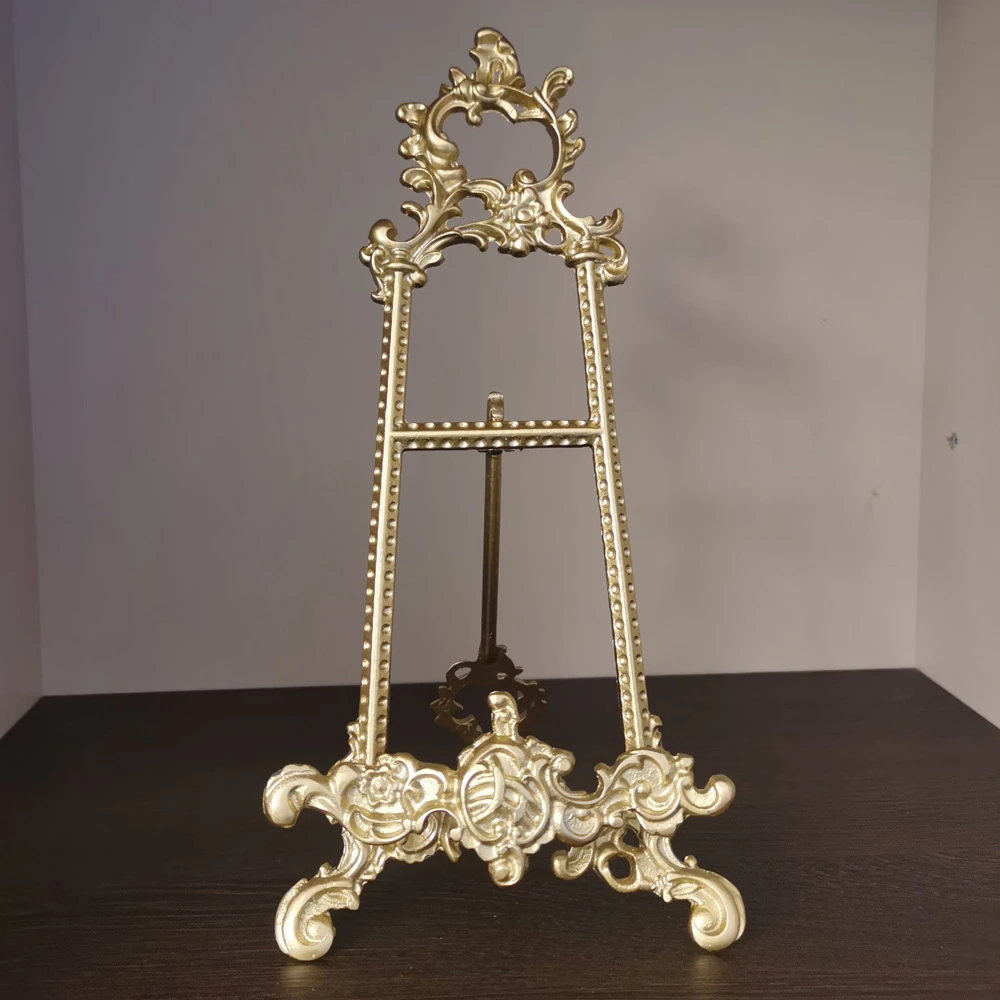 Royal Carving Gold Metal Book Display Easel Stand or Tabletop Ornate Easel Display Stand