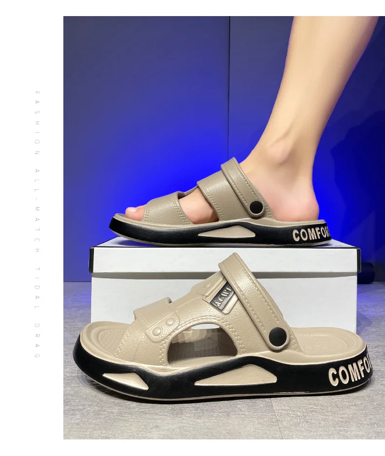 الرجال الصيف إيفا الصنادل شباشب على الموضة داخلي خفيفة الوزن لينة المضادة للانزلاق الشقق الرجال الصنادل في الهواء الطلق الشاطئ الصنادل المفتوحة تو