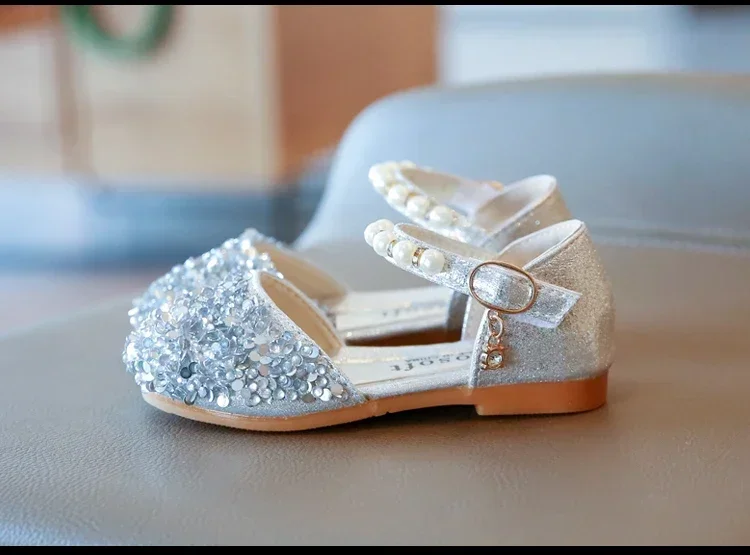 Weiche, flache Prinzessinnenschuhe für Mädchen für Bühnen- und Chorauftritte, leichte, rutschfeste Sohle, Silber, Gold, Rosa für mittlere bis große Kinder – Detail 12