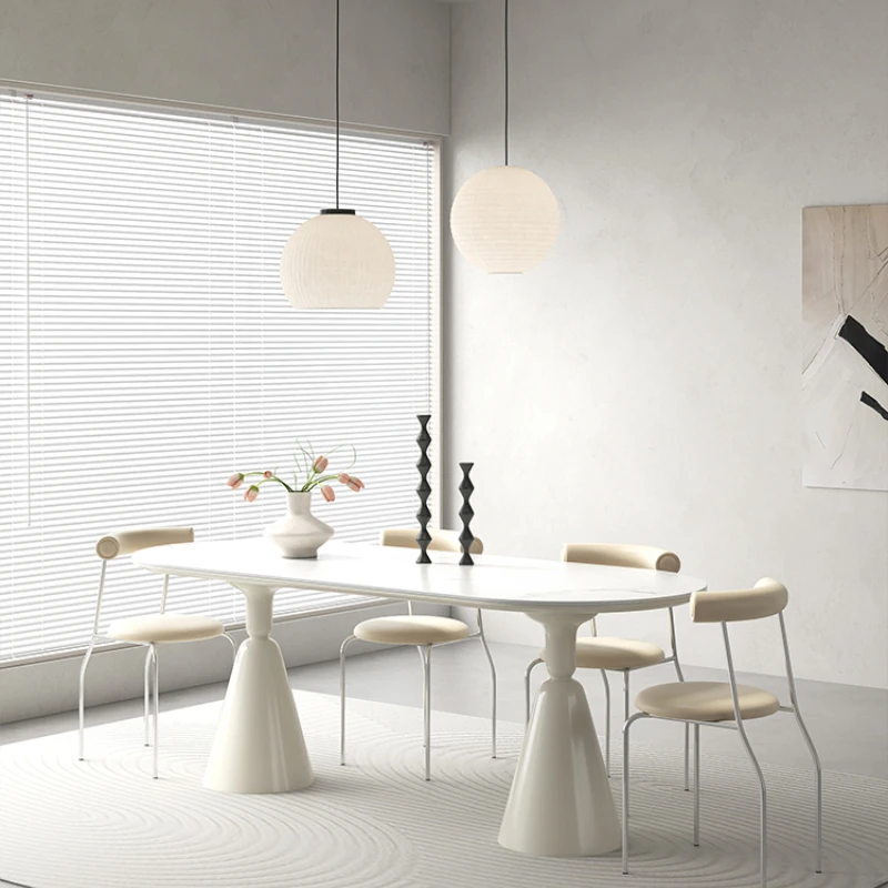 

Modern Simple Small Apartment Living Room Designer Model Net Red Rock Plate Ellipse Dining Table