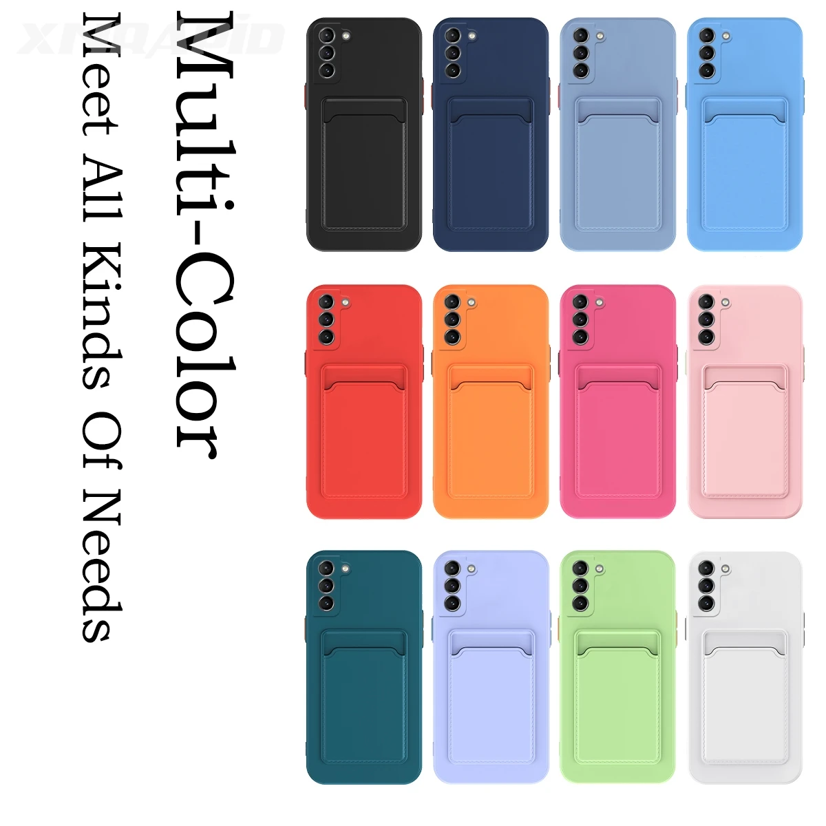 Soft Silicone Card Holder Wallet Phone Case Cover