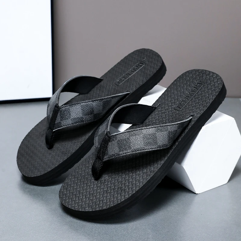 Men Slippers Outdoor Flip Flops Summer Open Toe Non-slip Home Flat Shoes Breathable Soft Trendy Men Beach Slippers soft slippers summer slippers men shoes