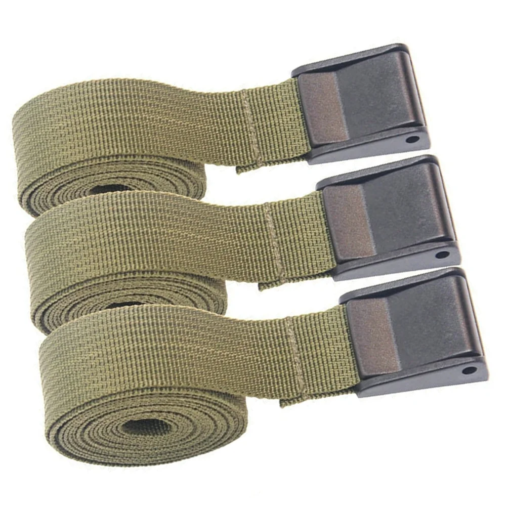 3Pcs Green Press Buckle Straps Tie Down Straps Cargo Tie Camping Bag Fixing
