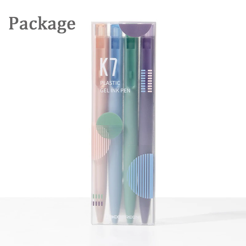 KACO Cute Gel Pen Set, 4pcs 0.5mm Black Ink Press Students Writing Brush, Quick Drying Signature Pens Office School Supplies 필통 6