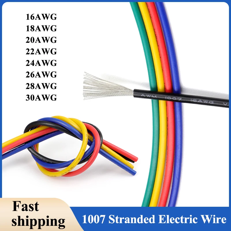 High-Quality Stranded Electric Wire - 300V PVC Insulated Tinned Copper Cable for DIY Projects and LED Lighting
