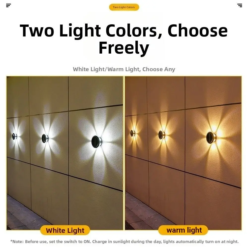 Waterproof Solar Wall Lamp LED Light Solar Powered Outdoor Wall Light Smart Light Control Garden Fence Light Home Courtyard