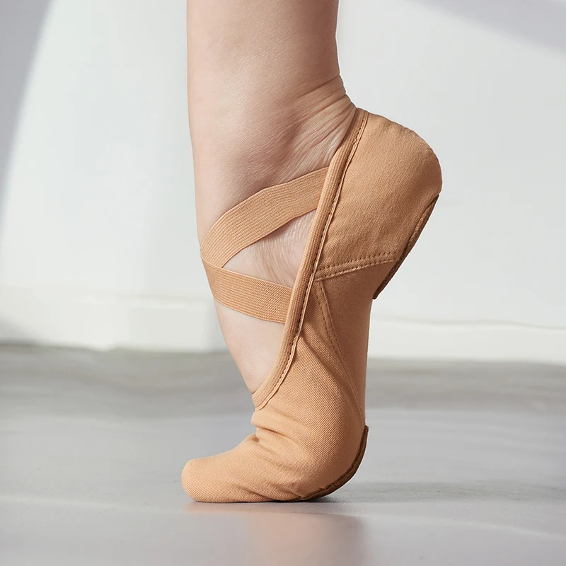 Профессиональная балетная обувь, танцевальная обувь из эластичной ткани, женская танцевальная обувь на шнуровке, женская обувь для тренировок с мягкой подошвой