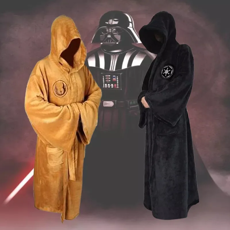Jedi Cosplay Nightgown Male Homewear Flannel Robe Male With Hooded