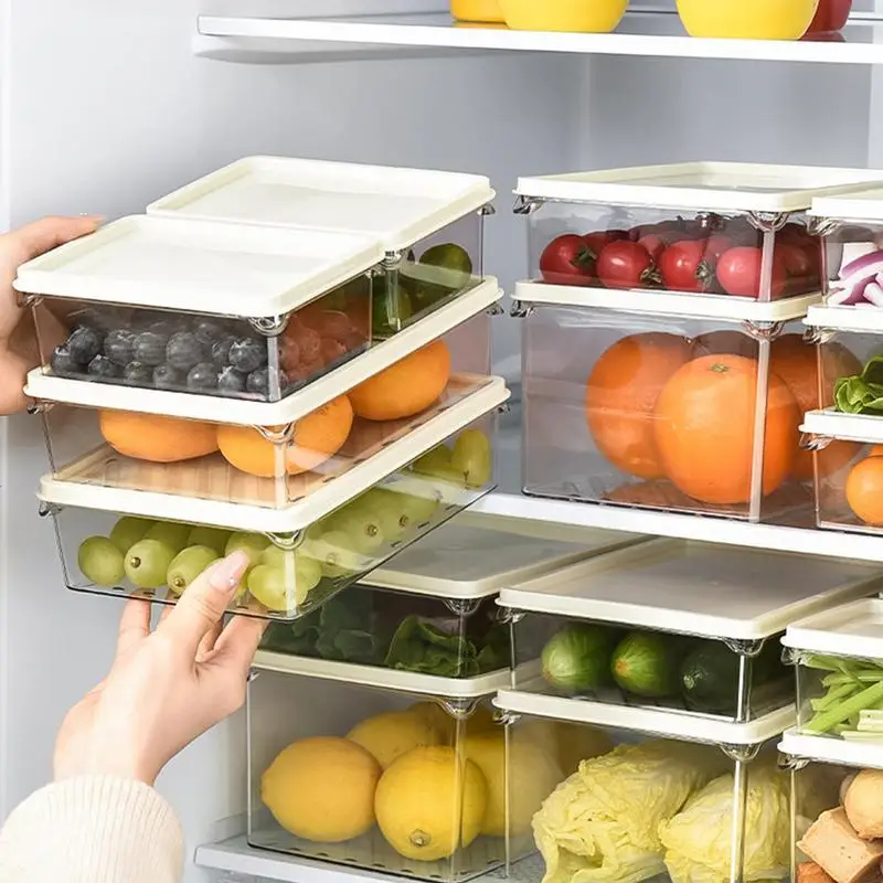 

Fridge Storage Organizer Fresh Produce Save Keep Food Grade Leak Proof Refrigerator Organizer Bins With Lids For Vegetable Fruit