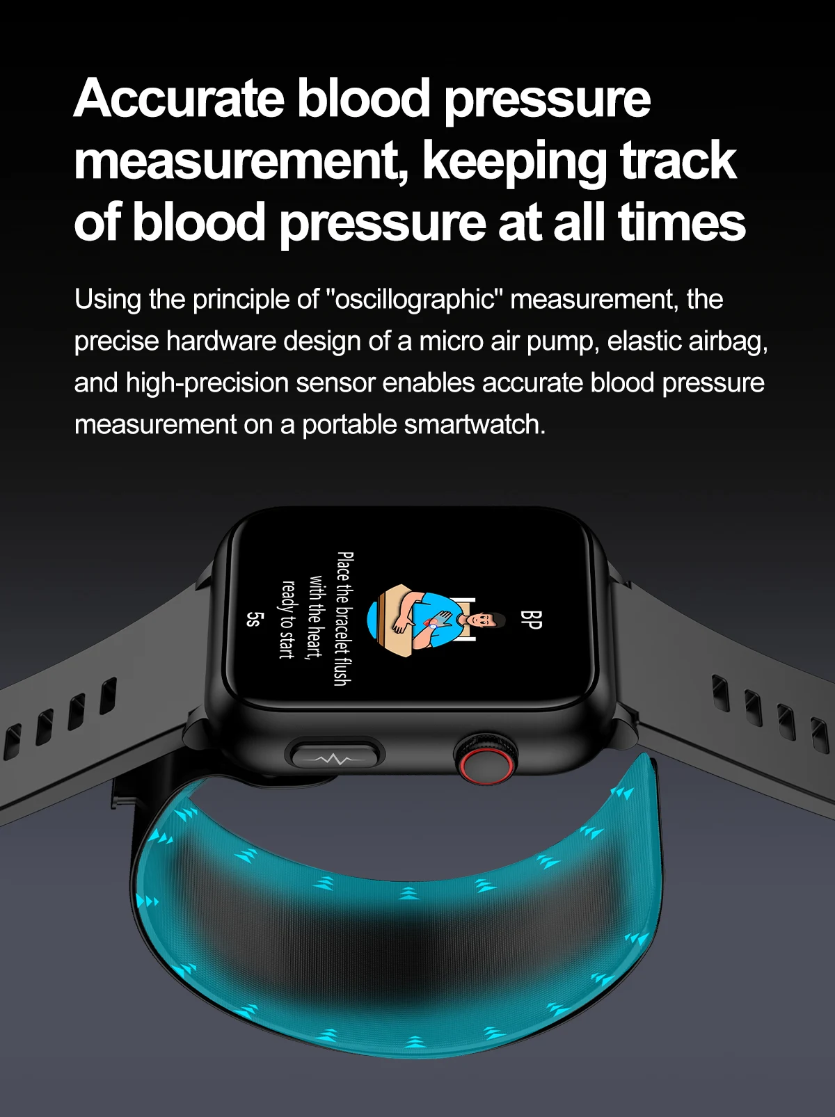 TK63 Smart Watch 1.91 inch full touch screen Air Pump+Airbag blood pressure voice broadcast Healthy smartwatch for Men Women 2