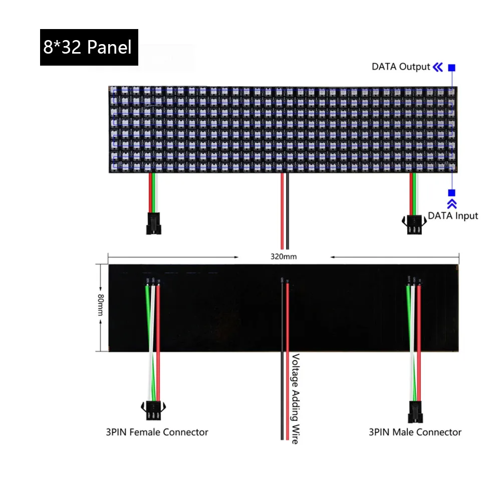 WS2812B LED Digital Flexible Individually Addressable Panel Light 8*8 16*16 8*32 Pxiels Module Matrix Screen DC5V Led Pixel Module