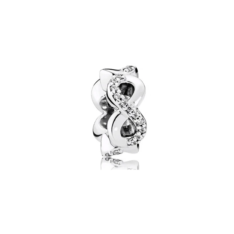 Sparkling Bowknot family Tree Infinity Triple Dangle Charm Beads for 925 Sterling Silver Bracelet DIY Jewelry