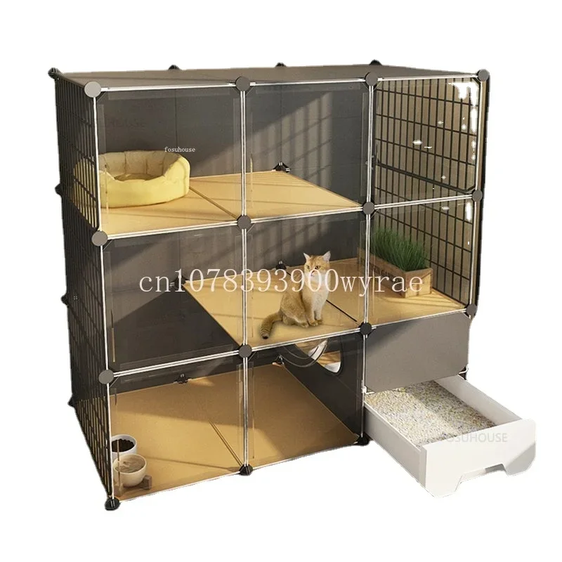 

Cat Villa Pet CageHome Indoor Cat Litter with Toilet Integrated Cat Cages Small Apartment Does Not Occupy Land Cat Cage House