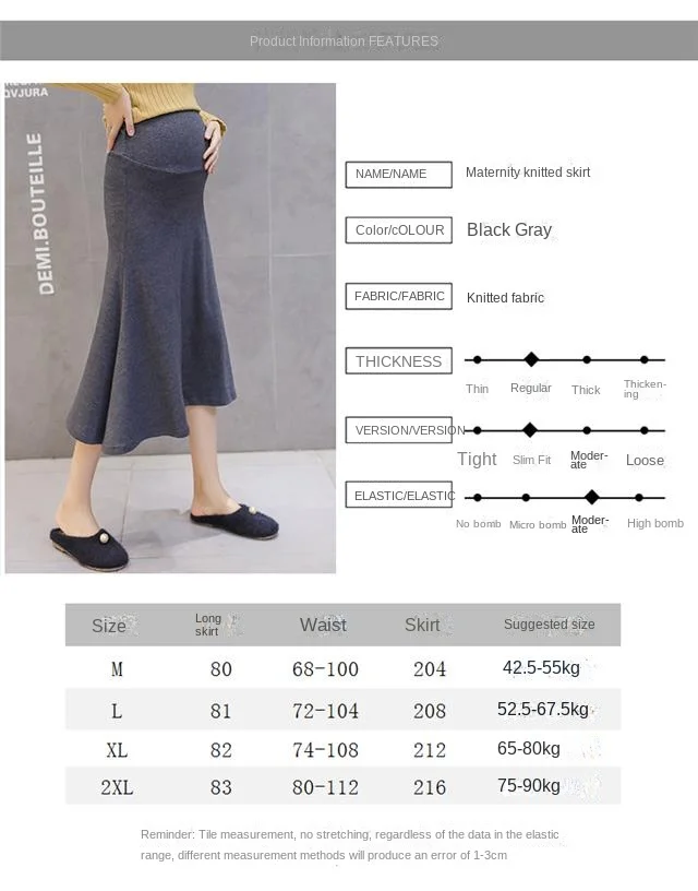 O68402# Pregnancy Skirt Skirts Women Trendy Fashion Mom Spring Autumn High Waist Stylish Knitted Mid-Long Maternity Skirt