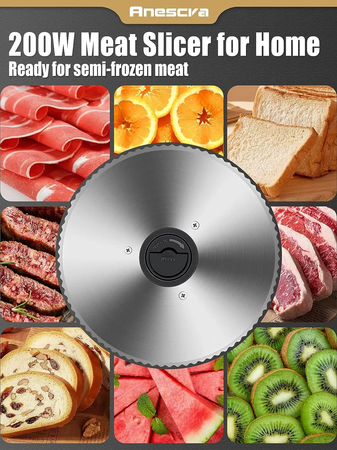 SUPER DEAL Premium Electric Deli Food Meat Slicer, 7.5-inch Stainless Steel  Blade Home Kitchen Meat Food Vegetable Bread Cheese Cutter - Thickness