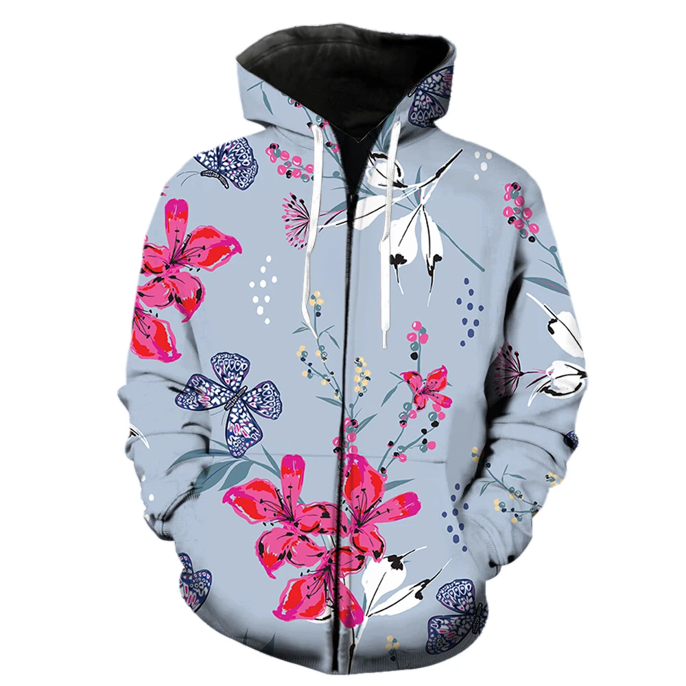 

Cartoon Butterfly Men's Zipper Hoodie 2022 Hot Sale Teens Casual Unisex Funny 3D Printed Sweatshirts Long Sleeve Hip Hop Tops