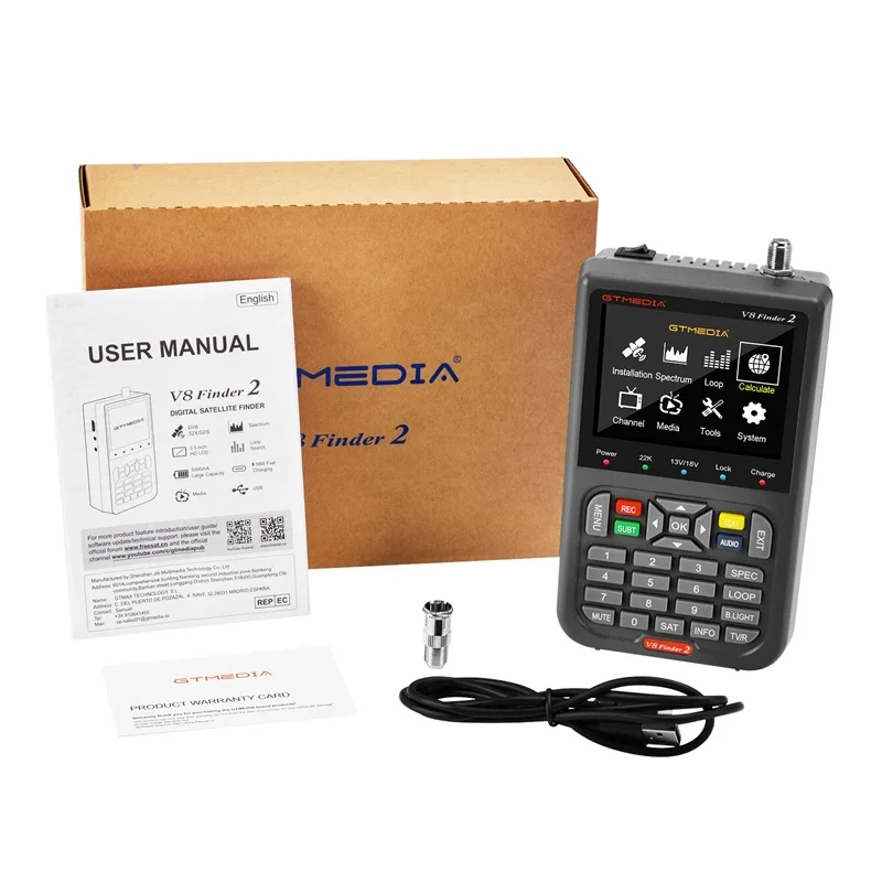 GTMEDIA V8 Finder2+Bag Satellite Finder Meter DVB-S/S2/S2X 1080P 3.5 Inch High Definition TFT LCD Screen H.264 vs WS-6933