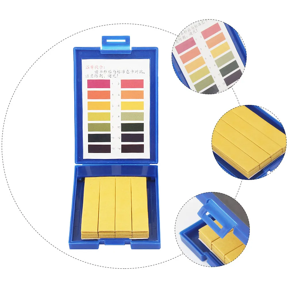 80Pcs PH 테스트 용지 정확한 1-14 산성 알칼리 테스트 스트립 방수 플라스틱 상자 컬러 카드 PH 테스트 스트립 정확한 롱