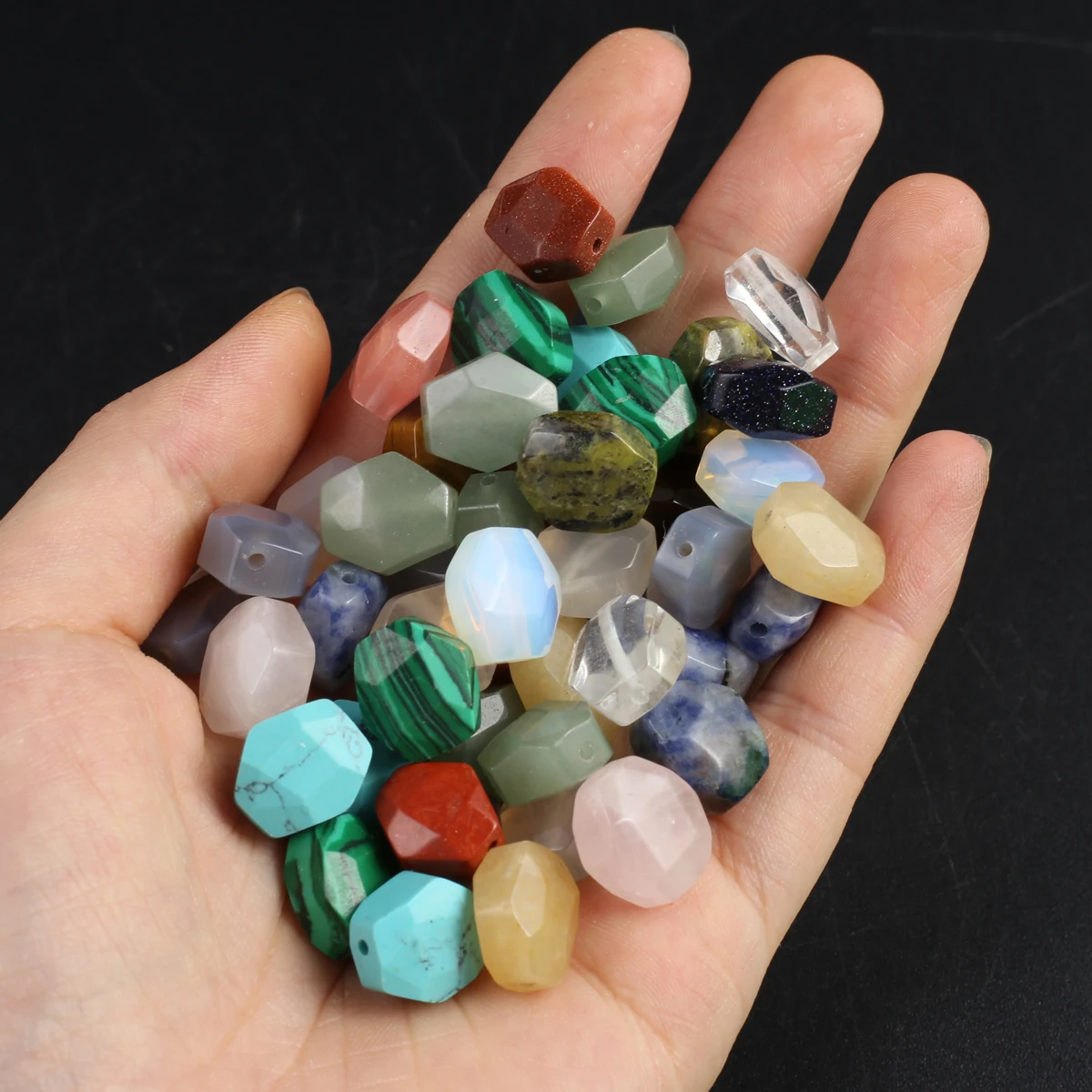 

Faceted Hexagonal Prism Shape Loose Spacing Natural Stone Vertical Hole Beaded Pendant Jewelry Making DIY Necklace Earrings