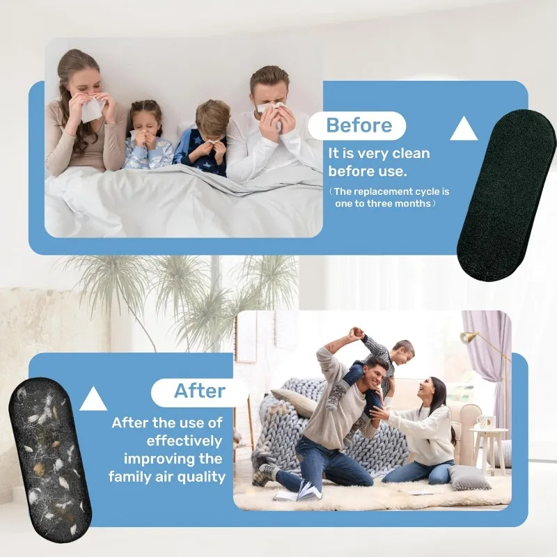 Activated Carbon Ceiling Fan Filters - 9.76x3.54 Inch Pitch Black Dust Collector for All Fan Blades, Coconut Charcoal Filter