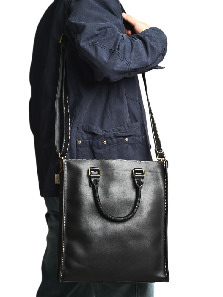 Vintage Echtes Leder männer Schulter Tasche Große Kapazität Totes Männer Handtasche Mode-Business Aktentasche Männliche Schulter Messenger – Detail 4