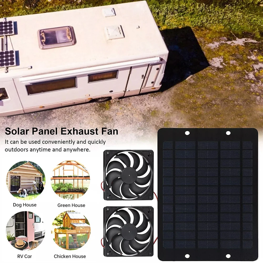12V 10W Solar Exhaust Fan Mini Ventilator Solar Panel Powered Fan Air Extractor for Dog Chicken House RV Greenhouse
