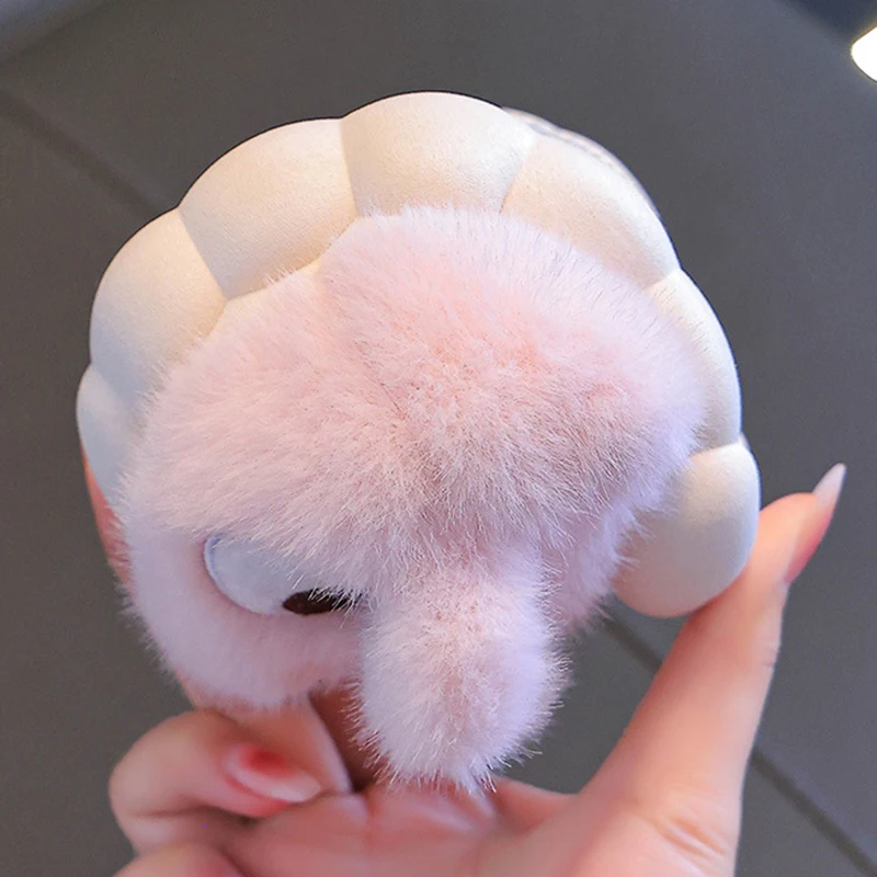 Cute Rabbit Children's Cotton Slippers Infoor Non Slip Soft Bottom Fluffy Slides Children Winter Warm Plush Slippers Women 24-41