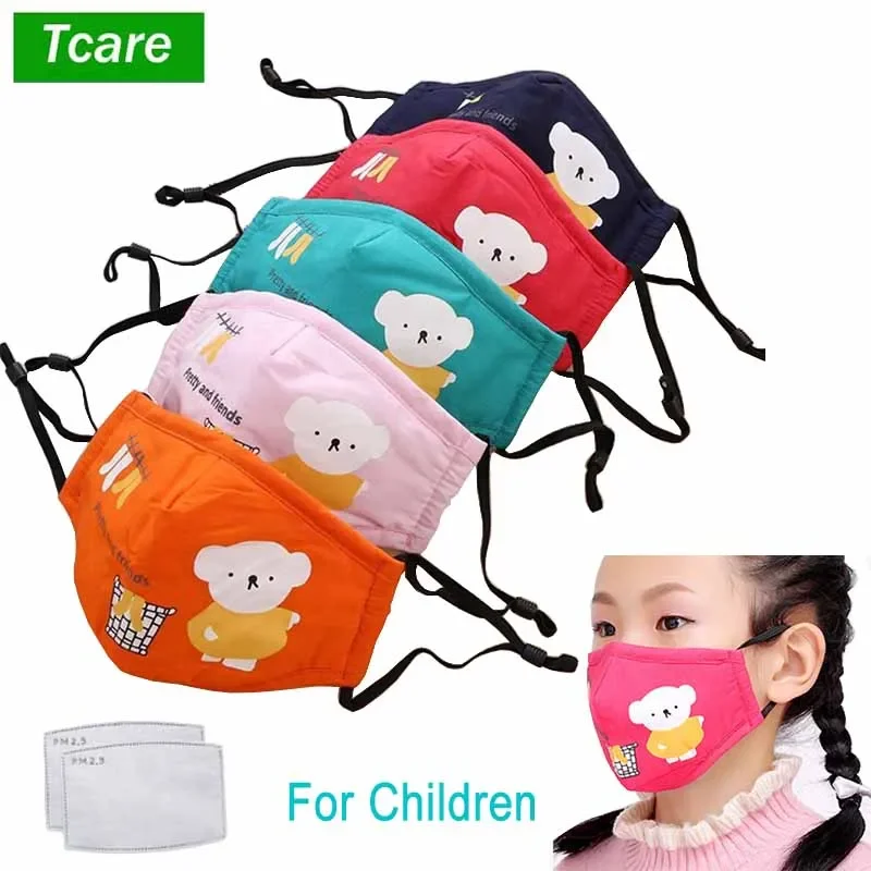 Tcare 1Pcs Bear Face Mouth Mask Reusable Breathable Cotton Protective Children Kid Cartoon Cute PM2.5 Anti-Dust Mouth Face Mask